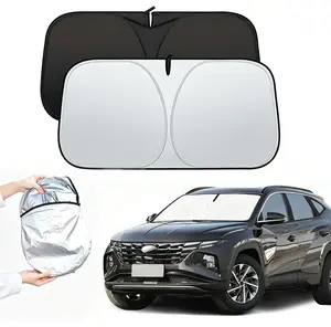 for Hyundai Tucson 2022-2024 2025 2026 Sun Shade Sunshade Windshield Cover,4-Layer Front Window Shade Custom fit Tucson Sun Visor 240T Retractable Shade Blocks UV Rays Cooler Car Accessories