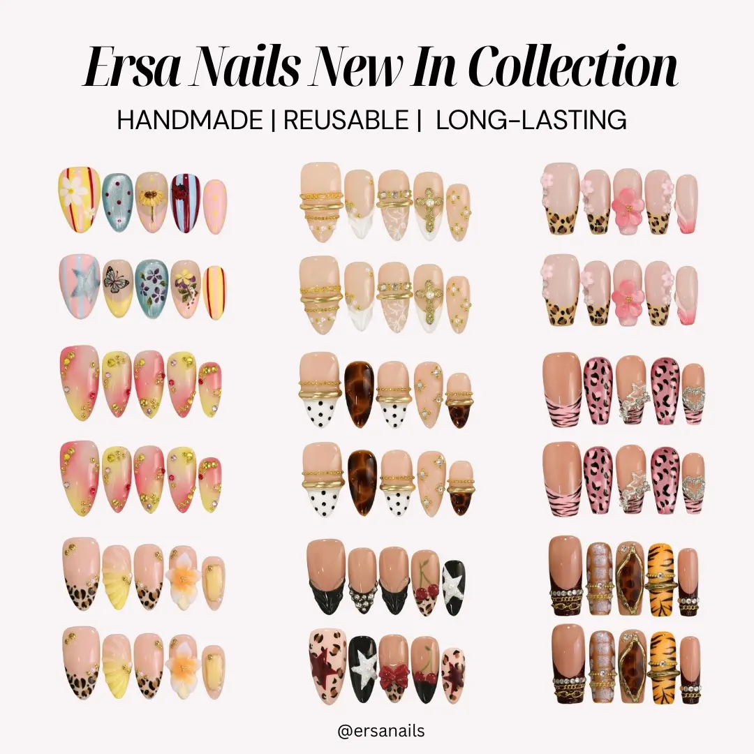 ErsaNails NEW IN Collection – Handmade Press-On Nails 10PCS | Acrylic, Reusable, Salon-Quality, Long-Lasting, Glossy Design