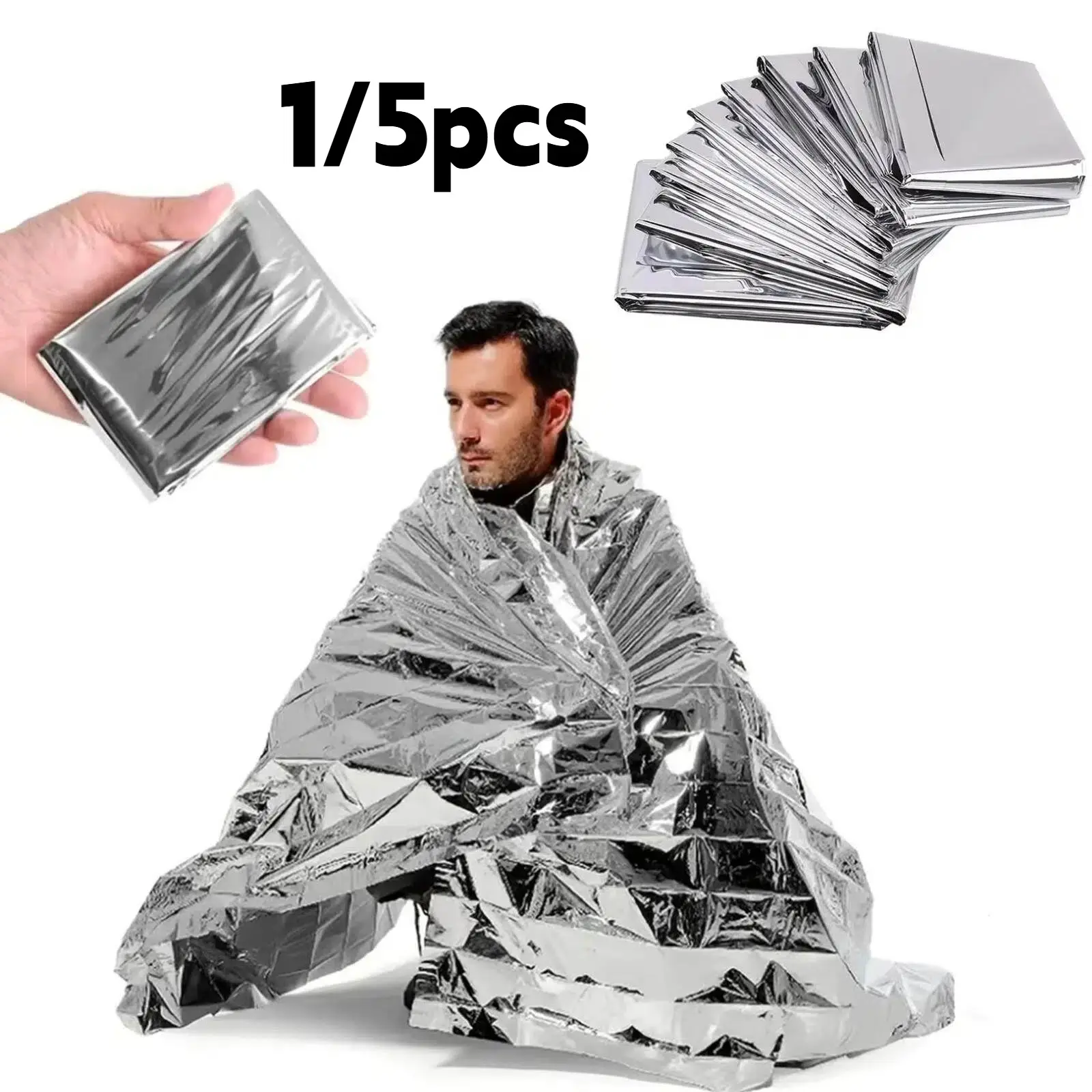 Reusable Emergency Blanket, Outdoor Insulated Waterproof Windproof Sunshade, Lightweight Foldable First Aid Camping Shawl, Emergency Survival Supplies, Survival Gear and Supplies, Survival Equipment