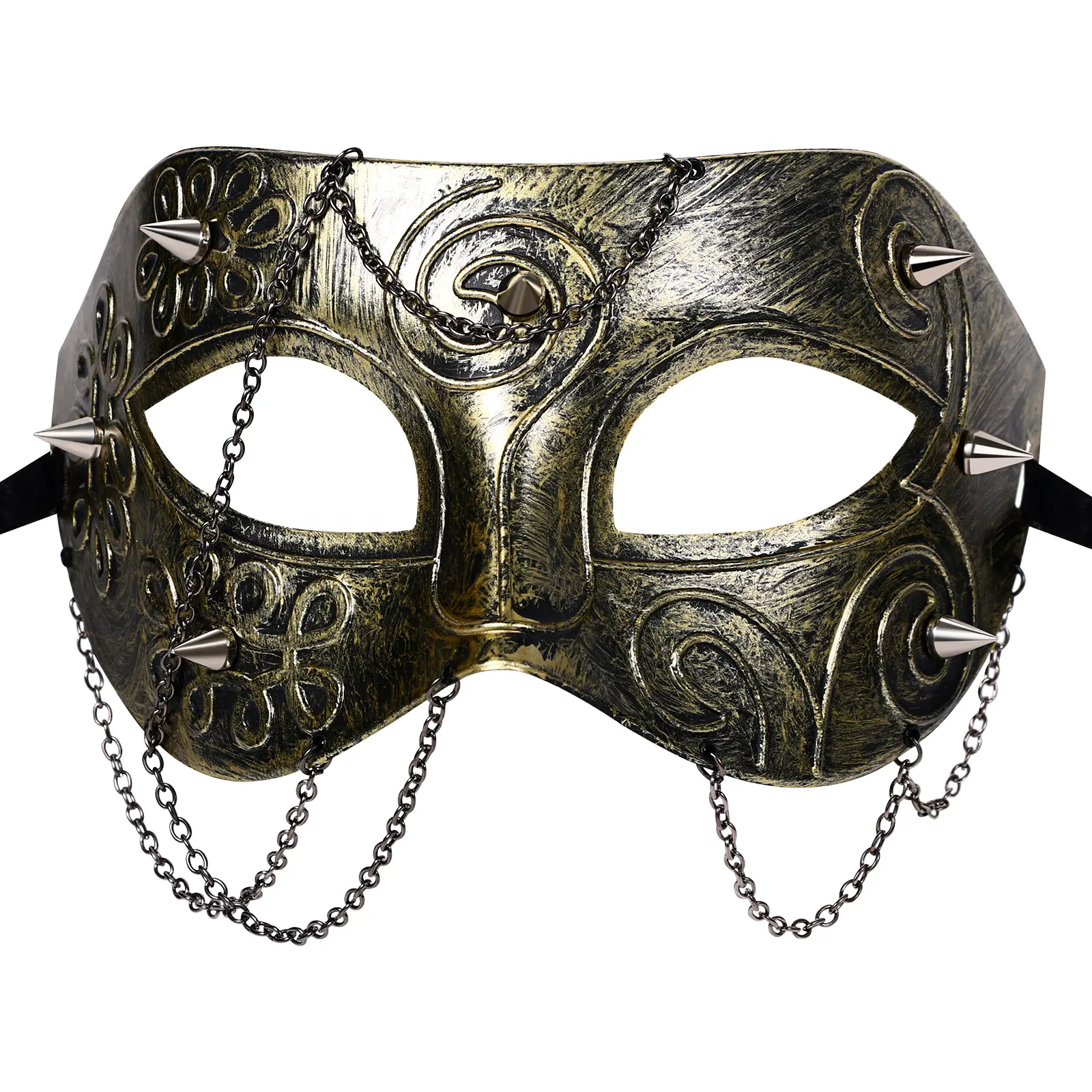 OIDEA Plastic Gothic Steampunk Venetian Mask - Lightweight, Comfortable, Adjustable-Fit Industrial Face Covering, Painted Fashion Accessory with Metal Chains, Ornaments for Halloween, Wedding Use (Men's Accessory), Accessories