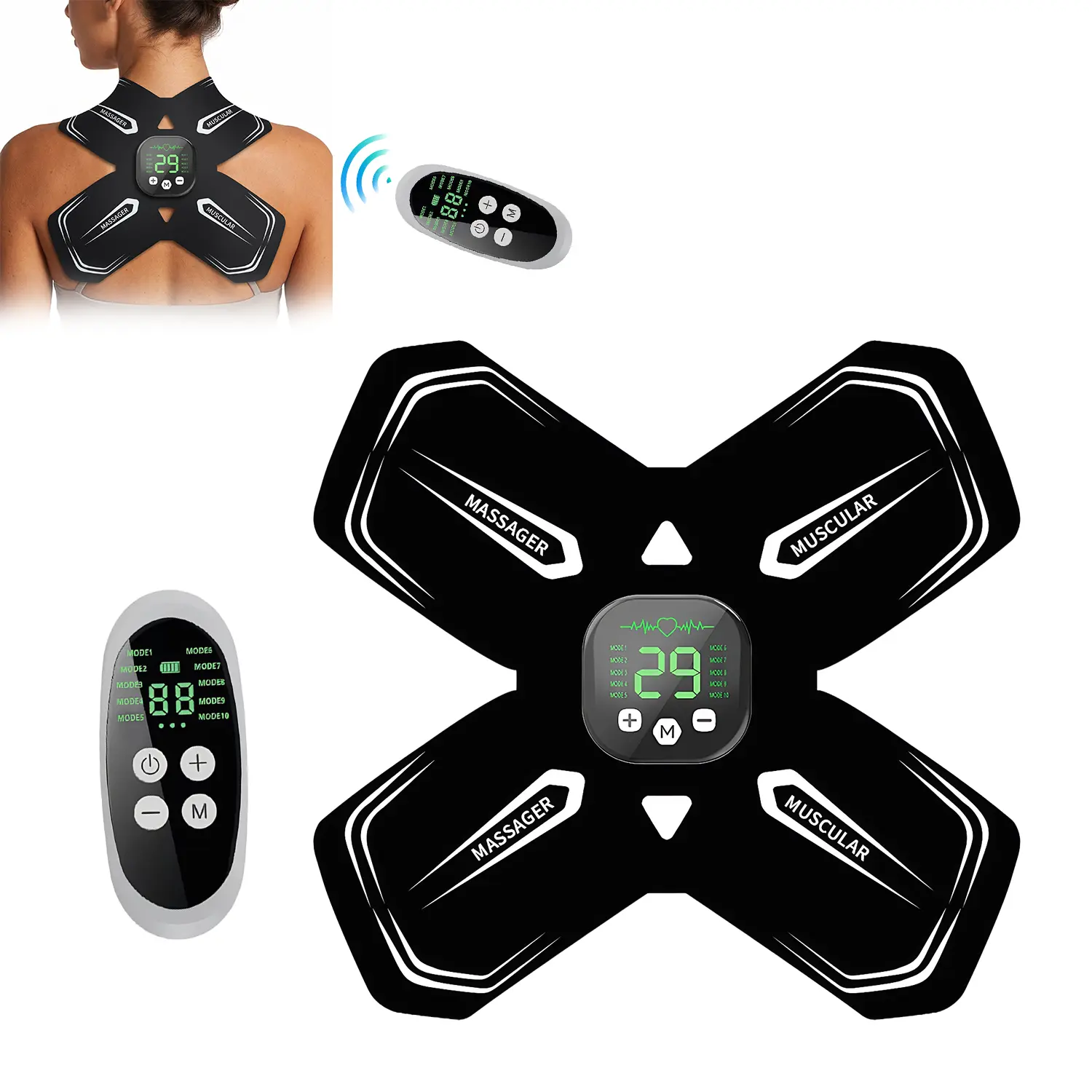USB Rechargeable Ab Muscle Stimulator, Wearable Workout Equipment for Abdomen, Arms and Legs, Portable Fitness Training Gear for Men and Women