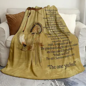 Stylish Blanket The Two wolves Cherokee proverb Durable and Spacious Quilts Plush blanket soft cartoon print bedspread sofa blanket