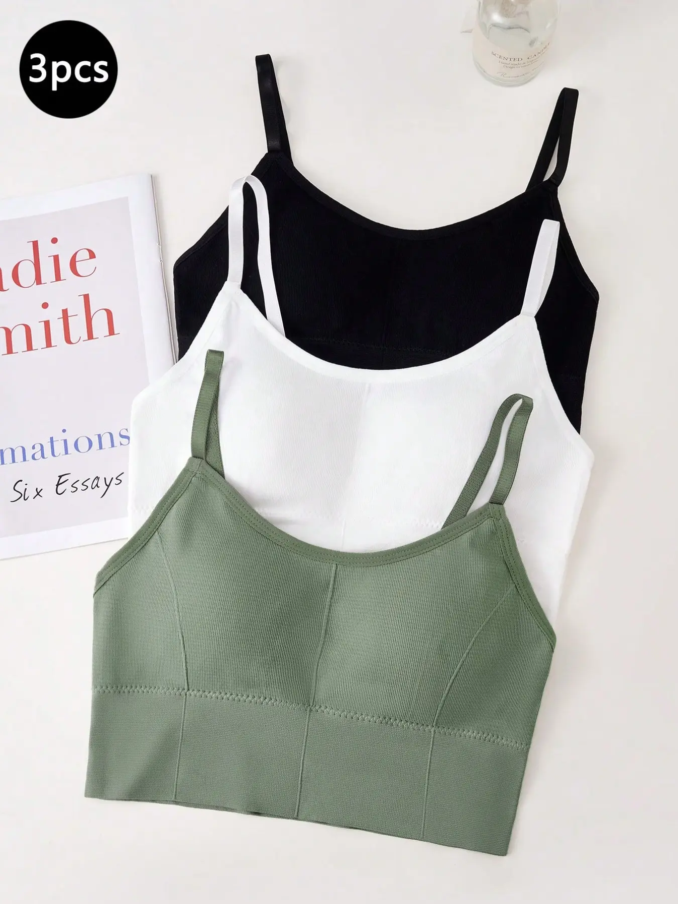 3-Pack Seamless Backless Ribbed Girly Bralette Tops for Girls 12-14, Comfortable and Stylish Cami for All Seasons, Korean Fashion Underwear, Youth Underwear, Essential Underwear, Teen Bras