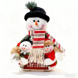 2025 New 12in Plush Stuffed Snowman Ornament Indoor Christmas Winter Decorations for Office Table