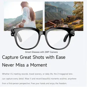 Photo Video Recording Smart Glasses, Wearable Devices, Multifunctional Smart Glasses, with 2MP Anti-Shake Camera Video/Audio, Hands-free Bluetooth Call Music Control AI Real Time Translation Voice Assistant Sunglasses for Business Travel Outdoor