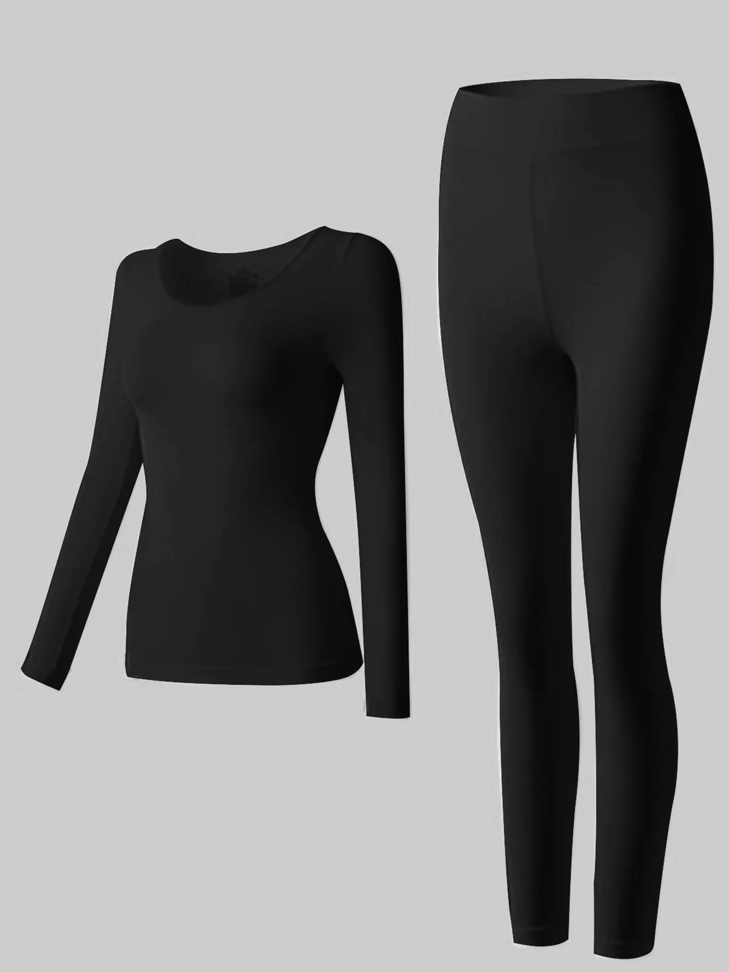 Women's Breathable Thermal Underwear Set, Basic Fleece Lined Long Johns, Ultra-Soft High-Elastic Base Layer for Winter Warmth, Breathable Thermal Underwear Sets, Heat Trapping Thermal Underwear Sets, Seamless Thermal Underwear Sets