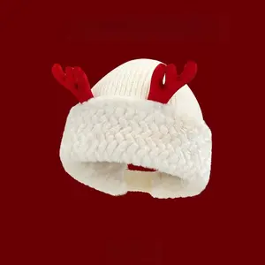 Reindeer Antler Plush Christmas Hat, Warm Christmas Couple Hat, Cozy Holiday Party Accessory, Must-Have Christmas Decoration