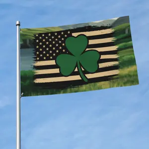 St. Patrick's Day Flag, 1/8 Counts Lucky Clover and American Flag Pattern Outdoor Yard Punch Flag, Indoor Home Decor, Outdoor Decor, Garden, Yard Decoration