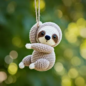 Baby Sloth Crochet, Crochet Keychain, Amigurumi crochet, Cute Car Hanger Charm DIY, Beginner Crochet Projects, Tiny Small