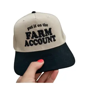 Put It On The Farm Account Embroidery Snapback Hat, Country Humor Trucker Style Hat, Embroidered Snapback Hats, Classic Khaki and Black Trucker Hat, Casual Black and White Hat, Unisex Fashion Hat, Gift for Farmers & Ranch Girls