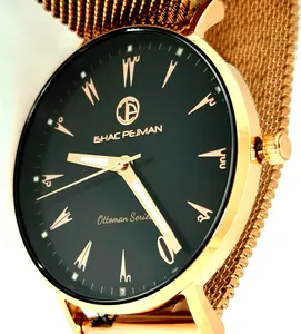 Ottoman Gentleman's 5 ATM All Stainless Steel Japan Quartz Watch Gold Case Black Dial Sapphire Crystal Scratch Resistant 40mm Case