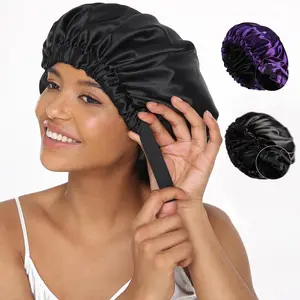 Labhairs Silk Bonnet for Sleeping for Women Adjustable Satin Hair Cap for Curly and Natural Hair Hurtless&Heatless Hair Tool Accessories Portable With Adjustable Band Suitable For All Head Size Double Layer Satin Bonnet Washable&Reusable