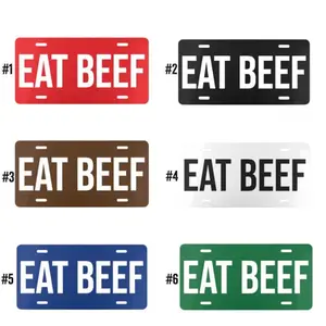EAT BEEF Vanity License Plate – Custom 12" x 6" Aluminum Car Tag, Available in 6 Color Options, Fun and Bold Statement for Vehicles