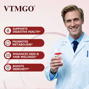 VTMGO Keto ACV Premium Gummies Apple Flavor 60 Gummies Bottle with Apple Cider Vinegar, 750mg & Beetroot 40mg, Pomegranate 40mg - Dairy-Free & Gluten-Free - Healthcare, Dietary Edible Natural