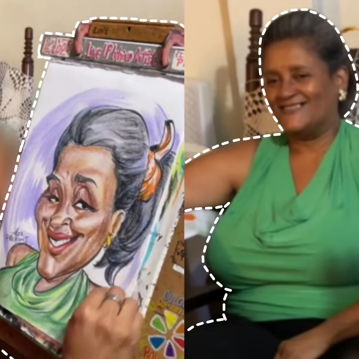 Colored in Caricature Face Custom art