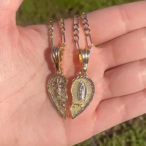 Te Amo Tri Color Heart Couples Necklace SET Handmade Jewelry