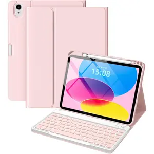 for iPad (A16) 11th/10th Generation Case with Keyboard, 7-Color Backlit, Detachable Keyboard Case for iPad A16 11 inch 2025 & 10th Gen 10.9 inch 2022, Folio Cover with Pencil Holder,