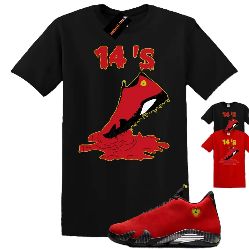 14'S Unisex Heavy Cotton T-Shirt for Jordans AJ14 Challenge Red Outfit Graphic Tees Trendy Summer Sun Tees Top T-Shirt