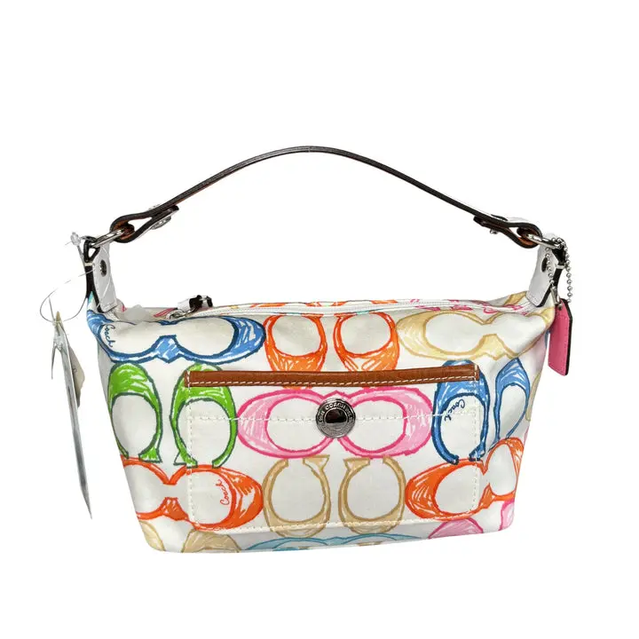 Pre-owned coach Fabric Mini Bags Y2K Mini Make Up Pouch Multi Scribble Monogram Bag