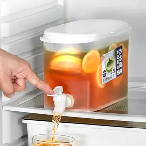1/2Pcs Plastic Beverage Dispenser with Tap, 3.5L (1 Gallon) Large Capacity Container, Cold Water Kettle, Iced Tea Jug, Iced Tea Pitcher, Summer Party, Music Festivals, Fridge, Refrigerator Storage