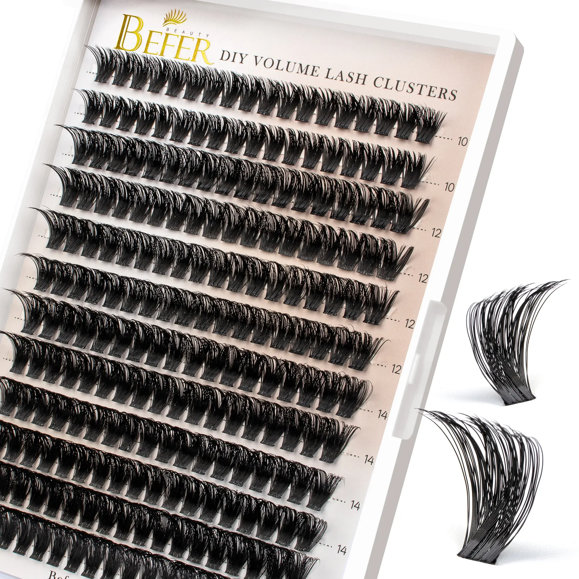 BEFER Lash Clusters, 216 Pcs D Curl Eyelash Clusters 3D Fluffy Volume Individual Lashes Extensions 10-16MM Cluster Eyelash Wispy Cluster Lashes DIY At Home(80P),sunscreen