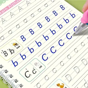 Reusable Magic Practice Notebook Set, Includes 4 Books, 1 Pen, 10 Erasable Stickers, Ideal for Writing, Parent-Child Education, Boys & Girls, Stationery Set, Alphabet Learning Chart, Visual Learning Tools