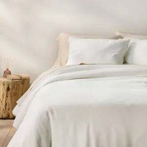 Full/Queen Heavyweight Linen Blend Duvet Cover & Sham Set White - Casaluna: Zipper Closure, OEKO-TEX Certified