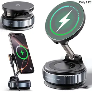 Magsafe Car Mount Charger, 15w Turbo Wireless Charging, Fast Charging Solution, Suction Cup Phone Mount, 360° Adjustable Vacuum Magnetic Holder for iPhone 12-17 Pro Max