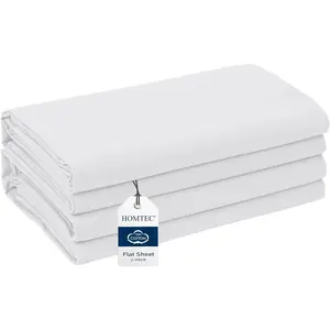 Twin/Twin XL Size Flat Sheet 2 Pack, 100% Cotton Percale Flat Bed Sheet, Breathable & Durable White Top Bed Sheet for Hospital, Hotel, Dorm (67" x 101", White)