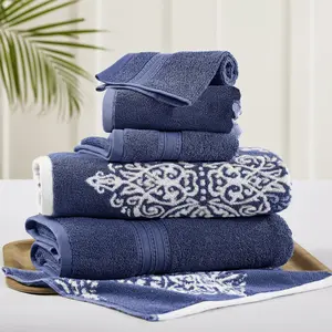 Modern Threads Artesia 6-Piece Cotton Towel Set, Indigo