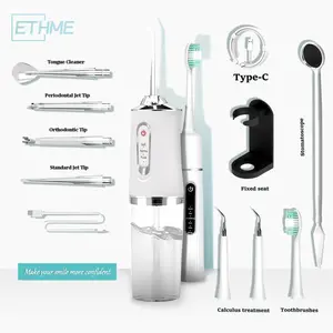 ETHME Portable Electric Toothbrush with Water Flosser Multifunctional Rechargeable Dental Cleaner with Nozzles for Oral Health Family Use Cleansing