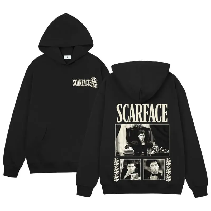 Classic Gangsters Movie Scarface Pullovers Tony Montana Al Pacino Graphic Hoodies Mens Women Clothing Cozy Oversized Sweatshirts