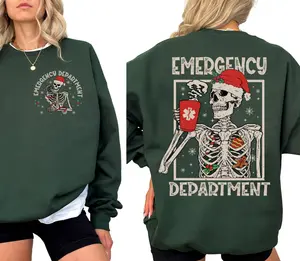Emergency Department Christmas Sweatshirt T-Shirt, ED Nurse Shirt, ER Christmas Shirt, ED Christmas Hoodie, Er Nurse Gift, Nurse Gifts, Xmas Nursing Outfit, Unisex Casual Cotton Streetwear For Her For Him