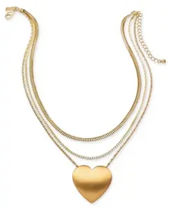 Inc Gold-Tone Heart Layered Pendant Necklace, 17" + 3" extender