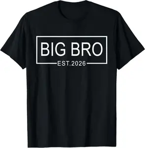 Big Bro Est. 2026 New Big Brother Pregnancy Announcement T-Shirt Pure Cotton Graphic Tees Menswear Top: Gifts for Men & Women