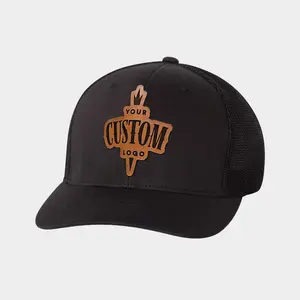 Custom Leather Patch Trucker Hat - Flexfit 6511