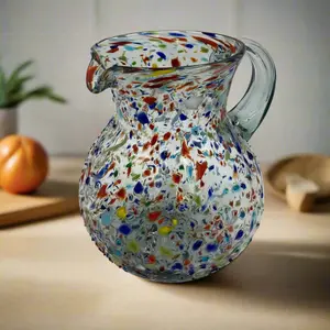 Confetti Glass Pitcher | Hand-Blown Mexican Rock Jug