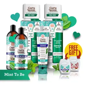 Gurunanda Mint To Be Kit - Toothpaste, Oil Pulling, Mouthwash, Floss