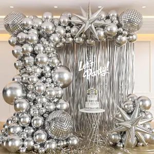 Disco Balloon Arch Garland Kit, Metallic  Balloon Arch with Disco Ball Balloons  Fringe Disco Ball Backdrop for Birthday Graduation Prom 2024 Disco Party Decorations