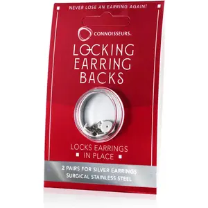 CONNOISSEURS Locking Earring Backs - Hypoallergenic Earring Backs for Studs, Hoops, and More - Never Lose an Earring Again