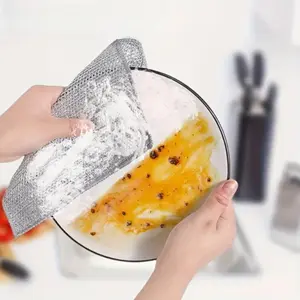 Stainless Steel Kitchen Cleaning Cloths, Magic Cleaning Cloth, Dual-Sided Silver Color Wiping Towels, Scratch-Free, Fast-Drying, Multi-Purpose, Durable Cleaning Supplies, Microfiber Cleaning Rags