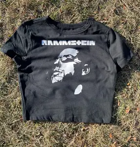 Rammstein Industrial Metal Cropped Tee | Handmade Band-Inspired Logo T-shirt