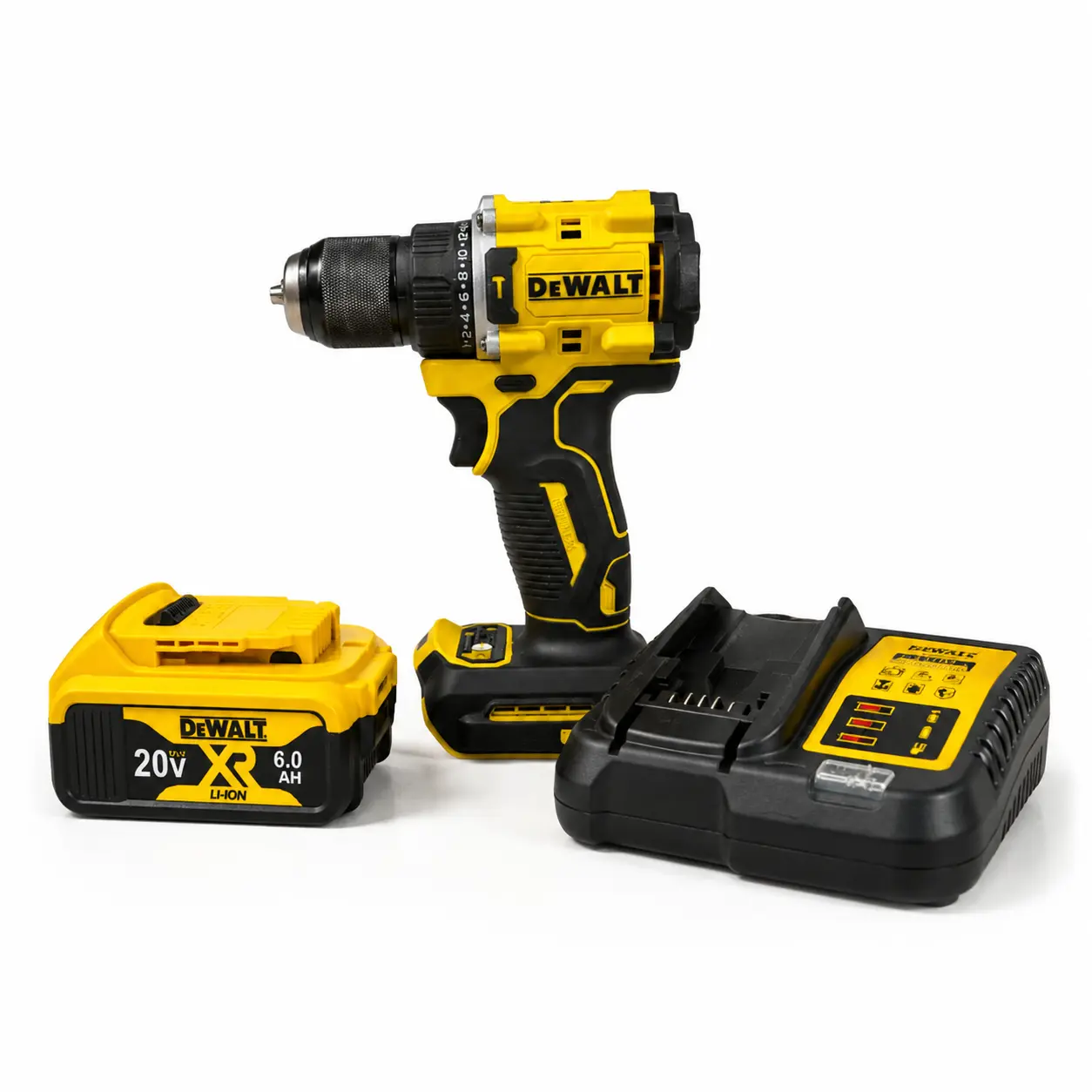 DEWALT DCD805 20V XR Brushless Hammer Drill Complete Kit, Compact 2-Speed Cordless Drill Driver for Wood, Metal & Masonry Drilling mechanical use rotary case storage durable task industrial dcb612 lithium-ion battery cordless power tool li-ion battery