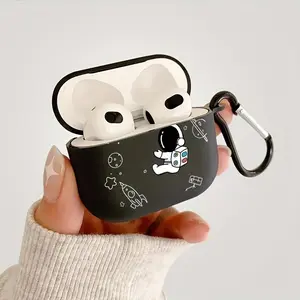 Astronaut Pattern TPU Headphone Cover, Shockproof Protective Wireless Charging Case with Hiking Buckle, Ideal Gift for Boyfriends/Girlfriends, Audio