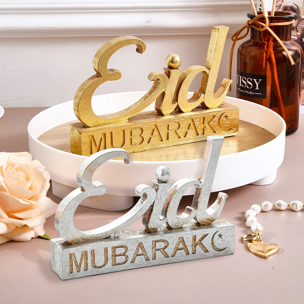Ramadan Kareem Creative Eid Letter Decoration, Religious Decorations, Religious Home Decor, Resin Material Vintage Design, Multi-Color Options, Perfect for Ramadan and Eid Al-Fitr Gifts, Islamic Home Decor