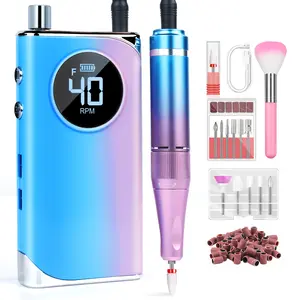 SAVILAND Professional Electric Nail Drill: 40000RPM Powerful Rechargeable & Portable Nail File with 12 Bits for Acrylic & Gel Nails