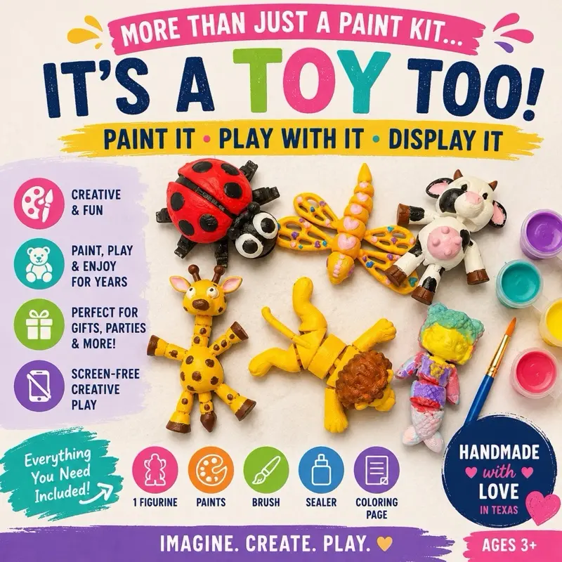 Paint & Play Toy Kit for Kids | Paint, Play & Display | Screen-Free Activity