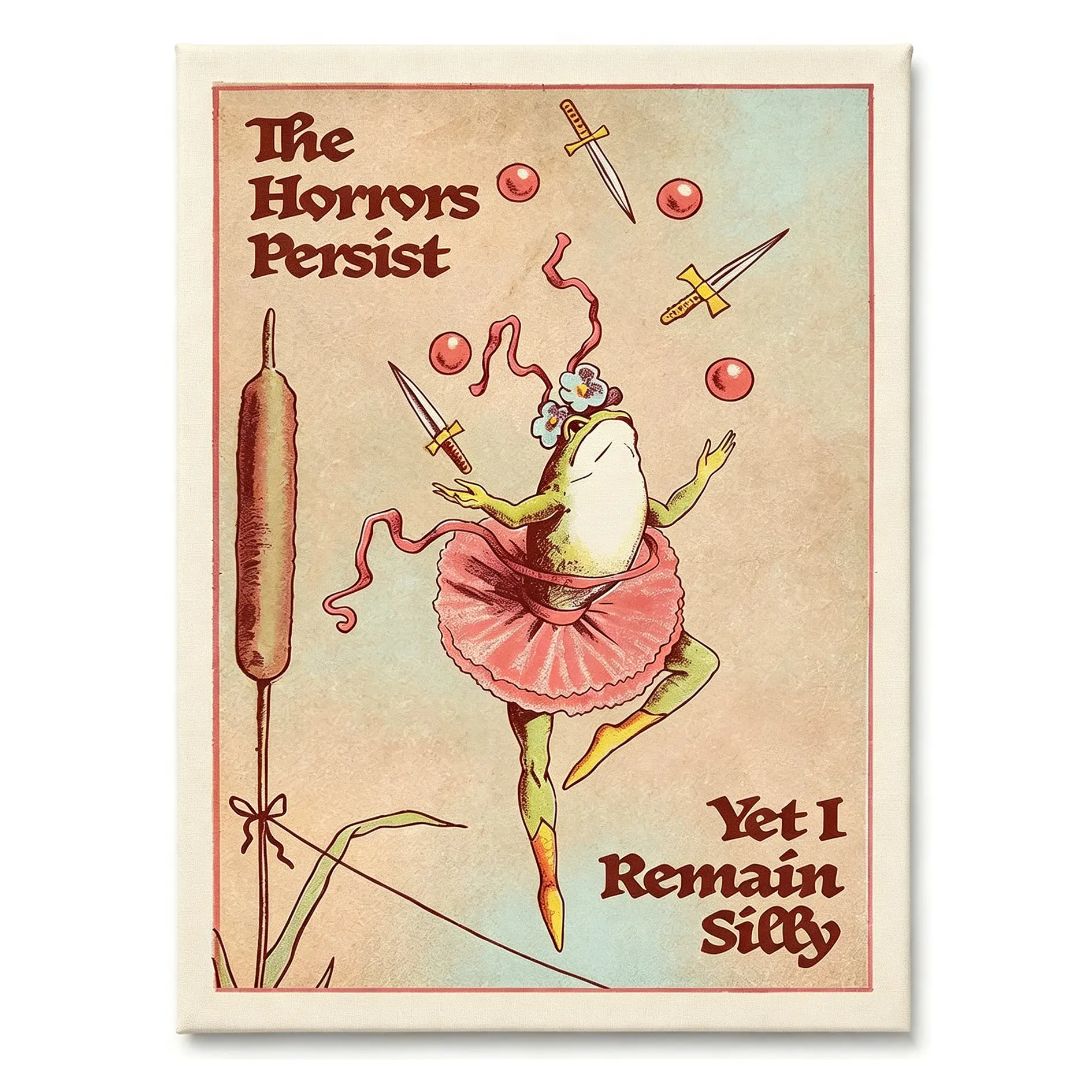 Funny Juggling Frog Wall Art Whimsical Dancing Animal Poster Vintage Fantasy Aesthetic Canvas Prints for Office Bedroom Living Room Wall Decor 12X18 inch Unframed