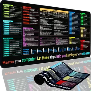 XL Excel Cheat Sheet Desk Pad Mat (11.8x31.5in) - 3mm Non-Slip Office & Desk Accessories Mouse Pad with Formulas, Shortcuts, Function Modules, Waterproof PC Keyboard Cover for Professionals, Office Accessories