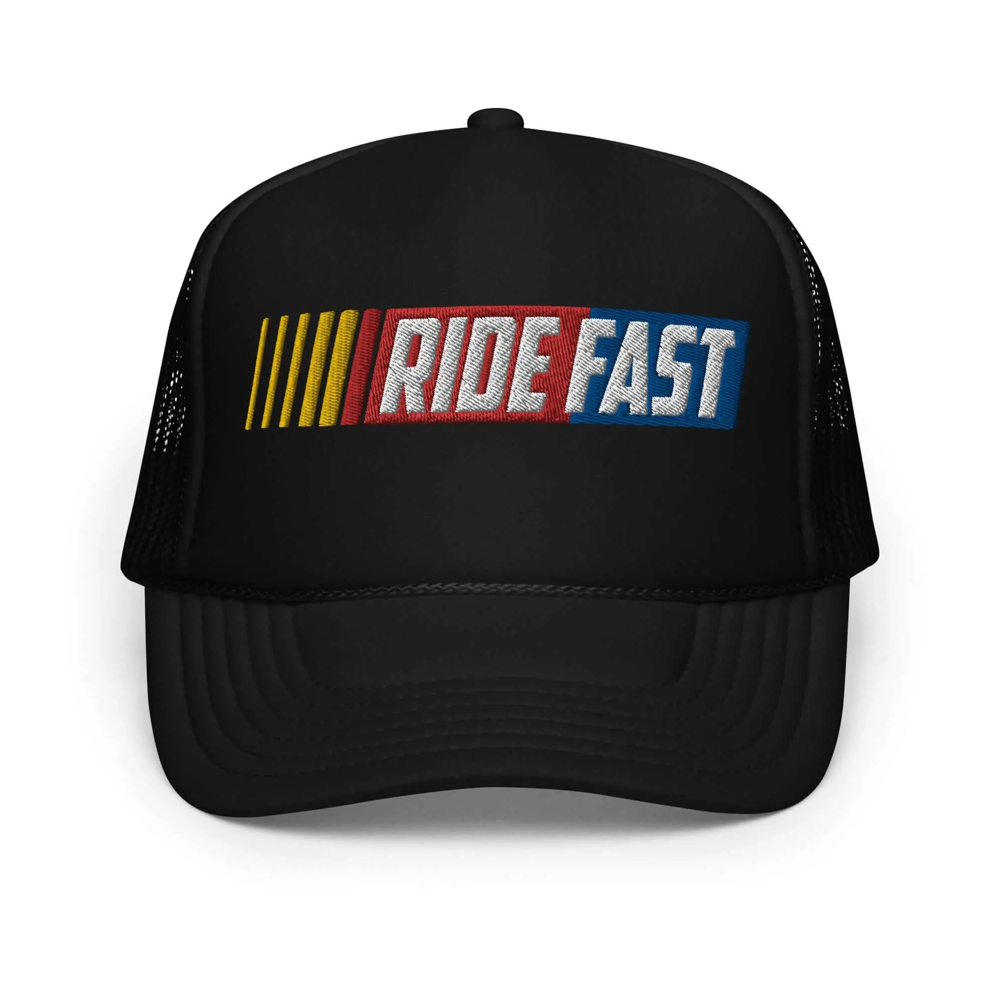 Motocross Ride Fast Foam Embroidered Trucker Hat